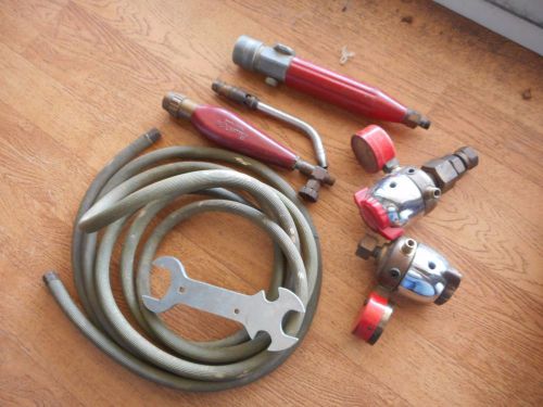 Vintage Prest-O-Lite Acetylene torch 2 regulator, hose and 2 handle