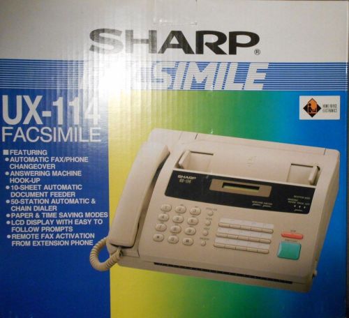 Sharp Model UX-114 Personal Home Facsimile Fax Machine &amp; Phone &amp; Manual &amp; Box