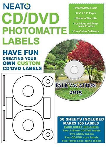 Neato Photomatte CD/DVD Labels (50 Sheets - 100 Labels) - CLP-192121 - Online