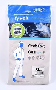 Dupont Tyvek Classic Xpert Hooded Coverall Disposable Overall XL