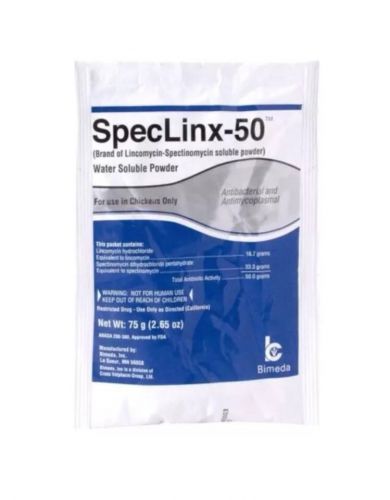 Lot Of 5 Speclinx 50 Powder 75g Pkg Lino Spectinomycin Mycoplasma Air Sac Ecoli