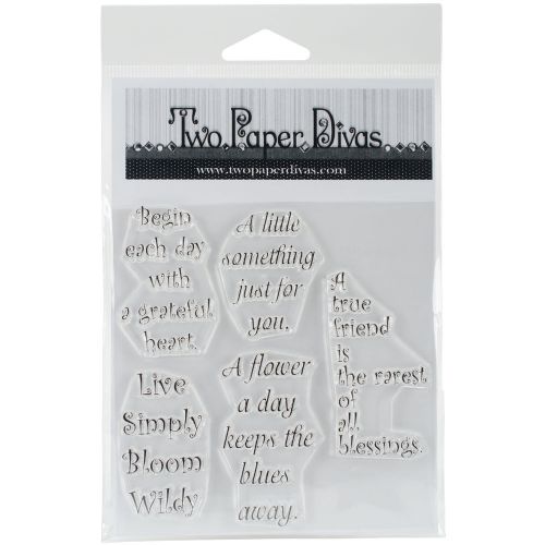 &#034;Two Paper Divas Clear Stamps 7&#034;&#034;X4.5&#034;&#034;-Bloom Wildly Sentiments&#034;