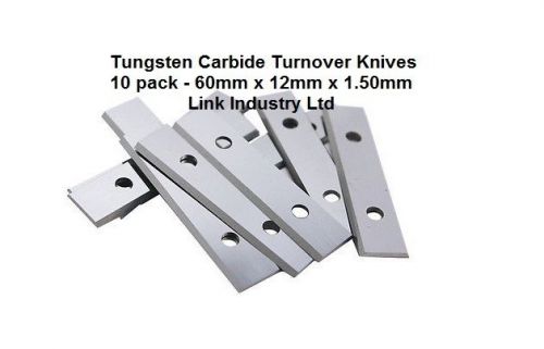 10 pces. 60 x 12 x 1.5mm carbide reversible turn blades reversible tip knives for sale