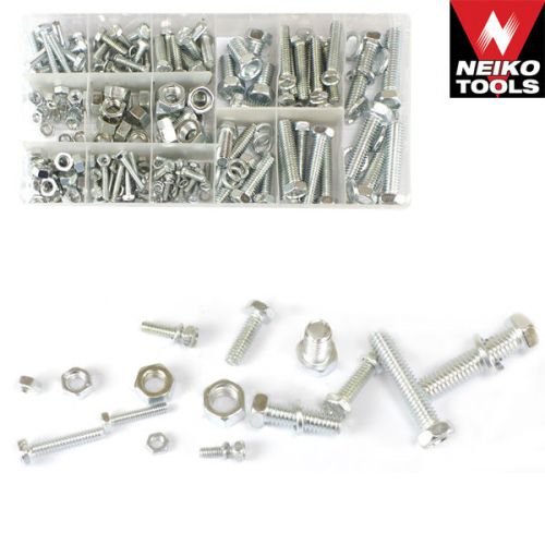 240pc neiko zinc plated sae nut &amp; bolt lock washer assortment 50425a for sale