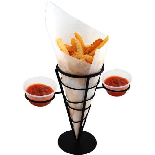 Winco WBKH-5 Single Cone Black Wire French Fryer Holder 1