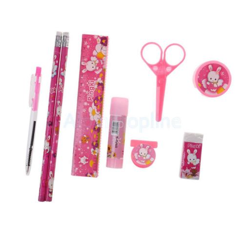 9pcs stationery set pencil ruler scissor eraser ballpoint pen glue school for sale