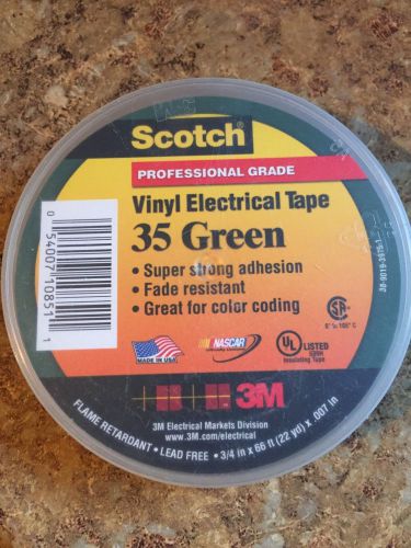 3M Scotch #35 Professional Grade Vinyl Electrical Tape, 3/4 in x 66 ft, Green