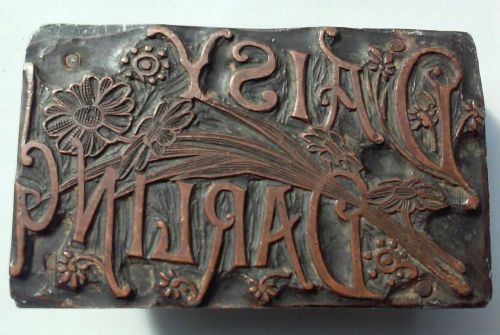Printing press plate 4 inches wide 2 1/2 tall. &#034; Daisy Darling &#034; post card ?