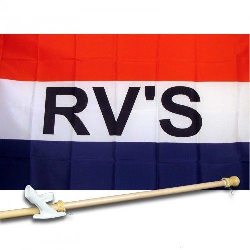 RV&#039;S BANNER 3FT X 5FT FLAG + POLE + MOUNT