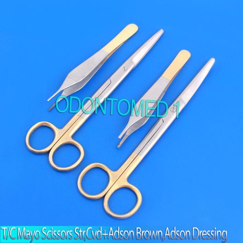 T/C MAYO DISSECTING SCISSORS 6.75&#034; STR +CVD +ADSON BROWN +ADSON DRESSING FORCEPS