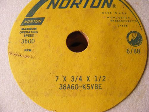 (3) Norton 7 X 3/4 38A60-K5VBE Grinding Wheels
