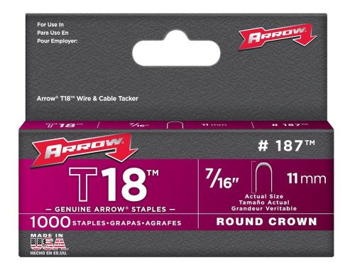 Arrow Fastener 187 Genuine T18 Staples 1000-Pack 7/16 Inch