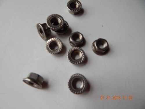 STAINLESS STEEL SERRATED HEX FLANGE NUT.  3/8 - 16. 10 PCS. NEW