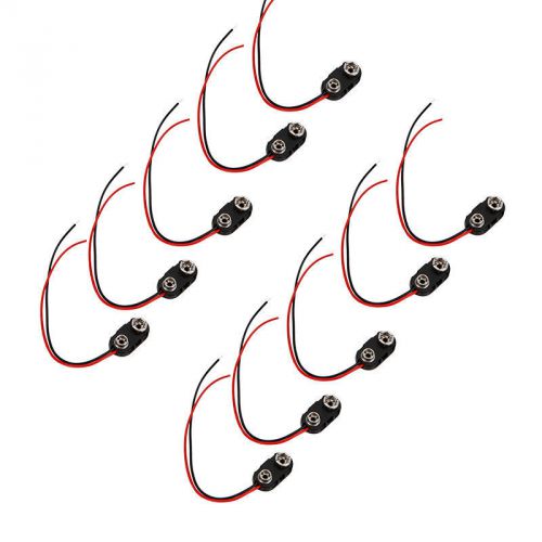 10Pcs Snap on 9V Battery Holder Clip Connector Hard Shell 10CM Cable Lead HOT