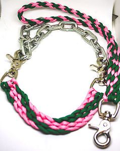 goat show collar and lead light pink and kelly green