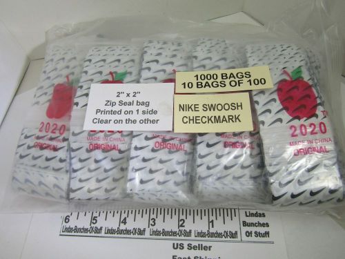 1000 NIKE SWOOSH OR CHECKMARK 2&#034; X 2&#034; 2 MILL PLASTIC ZIP SEAL BAGS NEW!