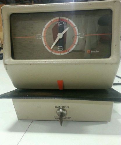 SIMPLEX MODEL 0002 TIMERECORDER CLOCK PUNCH WITH/KEY