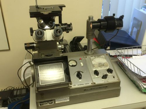 Olympus Model PME Inverted Metallurgical Microscope 5X 10X 20X 40X 100X Lenses