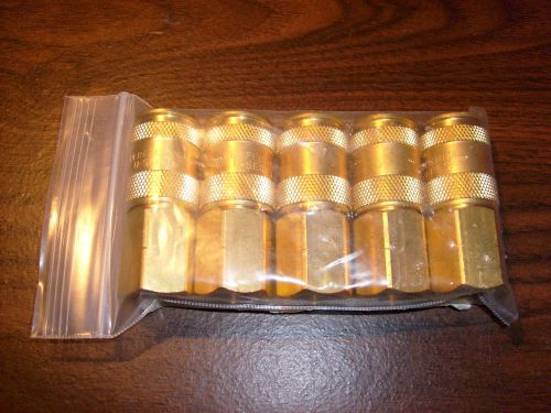 Lot of 5 Brass Air Hose Universal Quick Connects 1/4&#034; Coupler 3/8&#034; NPT