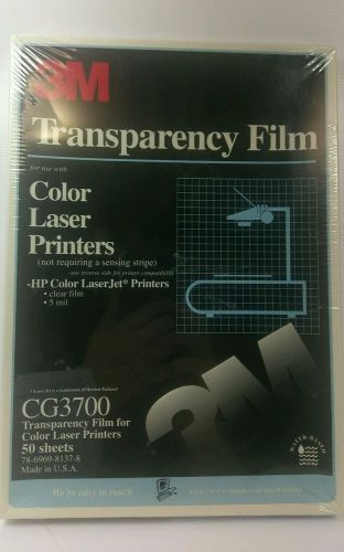Factory Sealed 3M CG3700 Transparency Film for Color Laser Printers 50 Sheets
