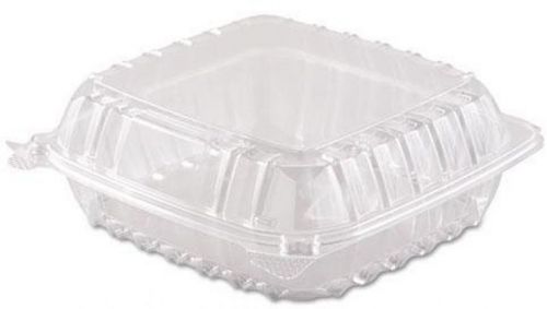 Solo C90PST1 ClearSeal Hinged-Lid Plastic Containers, 8 3/10 X 8 3/10 X 3,