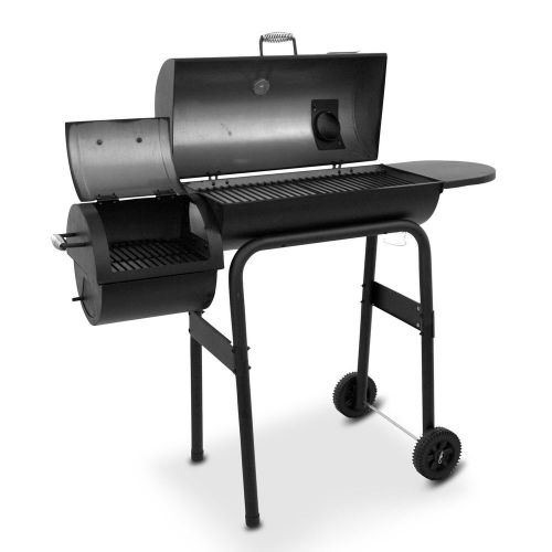 Smoker bbq food black barbeque offset  steel grill charcoal portable new for sale