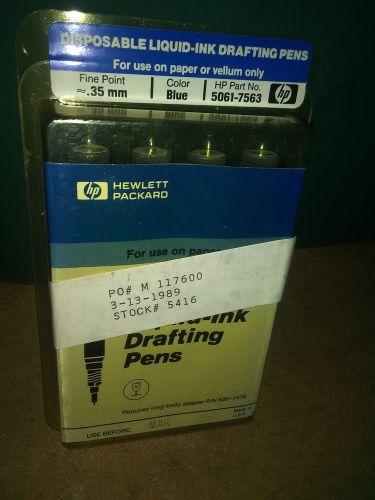 1 box of 4 New, Sealed Blue .35mm  Genuine HP Disposable Drafting Pens for Paper