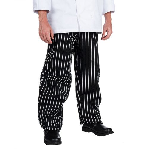 CHEF REVIVAL P040WS-S Chef Pants, EZ Fit, Men,Black White stripe size S