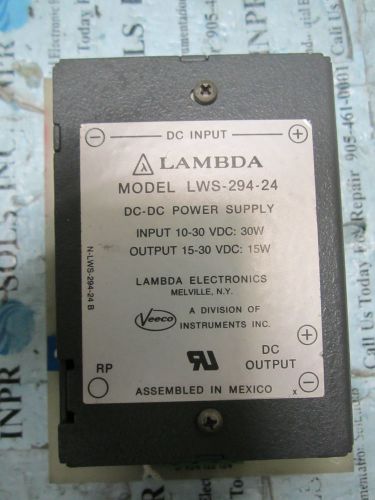 Lambda LWS-294-24 DC-DC Power Supply Input 10-30VDC 30W Output 15-30VDC *Tested*