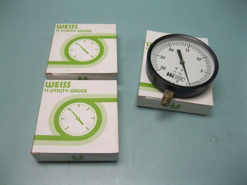 Lot (3) Weiss 30/0 in. Hg Vacuum Gauge 4-1/2&#034; Face TL45V NEW H13 (2120)