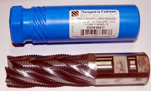 Niagara 1-1/4&#034; x 3&#034; m42-8% cobalt fine-pitch roughing cnc end mill-ticn coated for sale