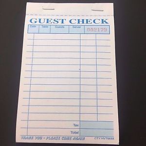 Guest Check Carbonless, 3 Part Booked, Pack of 5 Books 165 checks, US $330 – Picture 1