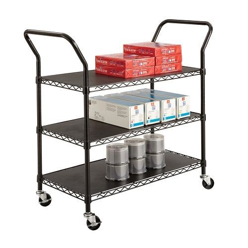 Utility cart with wheels 3 tier wire 4 wheeled rolling shelving unit 600lb rate for sale