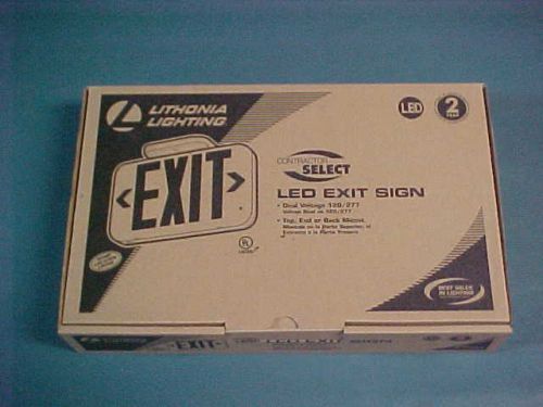 Nib lithonia lighting green led exit sign w/ battery backup ~ extra face plate ! for sale