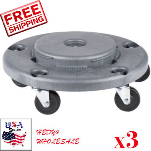 LOT of 3 Lavex Janitorial Gray Trash Can Dolly 274TCDOLLY