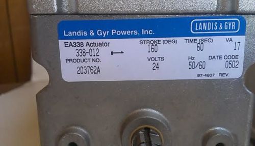 Landis &amp; gyr powers inc. 338-012 - spring return electric damper actuator for sale