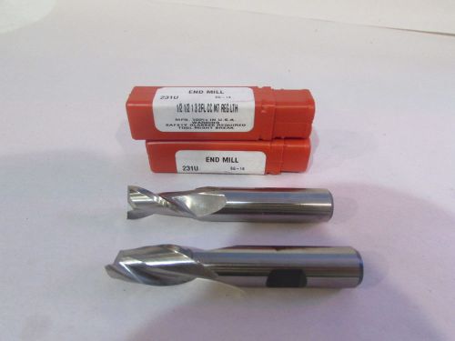 1/2&#034;  SINGLE END--2 FLT. END MILL---- HTC TOOL---MADE IN THE U.S.A.--2PCS