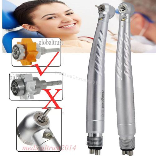 2pcs push button 4 Hole Dental High Speed LED light Handpiece &amp; golden cartridge