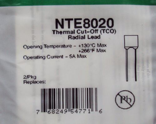NTE 8020 Radial Lead Thermal Cutoff (Thermal fuse) 2 Each, New!