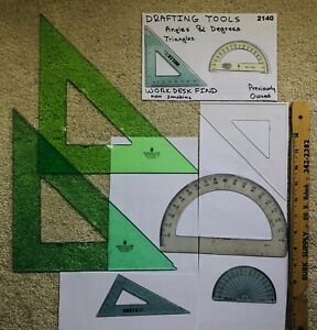 DRAFTING TOOLS -TRIANGLES &amp; PROTRACTORS - Used (2140)