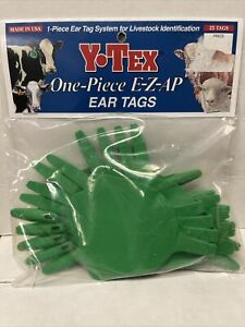 Y-TEX LARGE 4-STAR TAGS Adult Cattle Fade Tear Resistent Blank Green 25ct Pkg