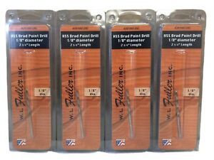 4 Pack W.L. Fuller Inc. 1/8” HSS Brad Point Drill Bit 2-3/4” Length #25100125C