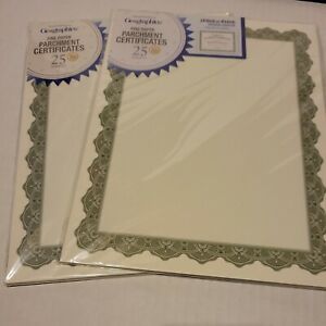 Geographics Parchment Certificates 8-1/2 x 11 Optima Green Border Qty 50 w Seal