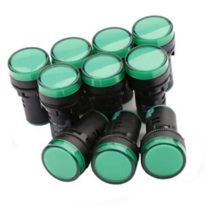Green LED Pilot Light Panel Indicator 24V 10pcs