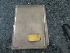 Vintage Silver Business Card Holder Case with Mini Pen