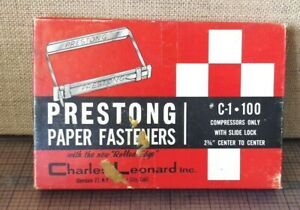 Vintage Prestong Paper Fasteners 100 Sets #C1 -, 2.75&#034; between prongs