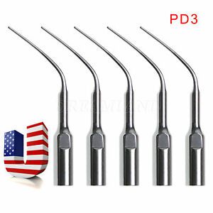 5x PD3 Dental Ultrasonic Piezo Scaler Perio Tips Fit Satelec DTE Handpiece USA