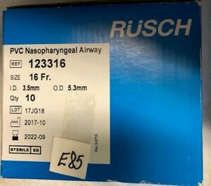 RUSCH PVC NASOPHARYNGEAL AIRWAY REF:123316 16Fr 10 IN BOX EXP:2022
