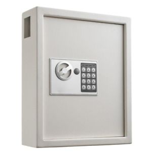 AdirOffice Lock Key Cabinet 12 in. x 14.3 in. Scratch Resistant Steel White
