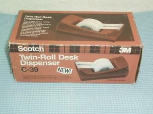 Scotch 3M Tape Twin Roll Desk Dispenser Chocolate Brown C-39 Made in USA NEW